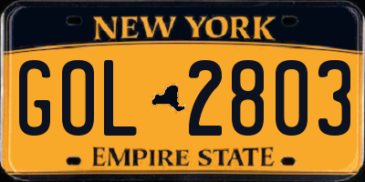 NY license plate GOL2803