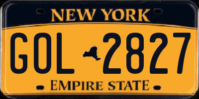 NY license plate GOL2827