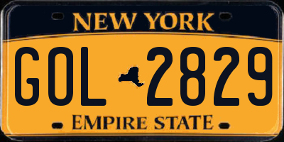 NY license plate GOL2829