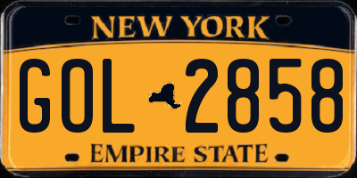NY license plate GOL2858