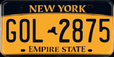 NY license plate GOL2875