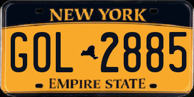NY license plate GOL2885