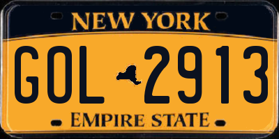NY license plate GOL2913