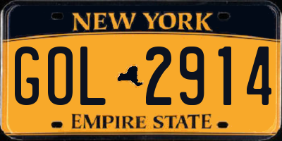 NY license plate GOL2914