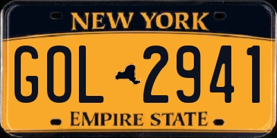NY license plate GOL2941