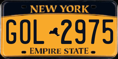 NY license plate GOL2975