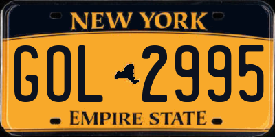 NY license plate GOL2995