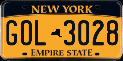 NY license plate GOL3028
