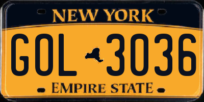 NY license plate GOL3036