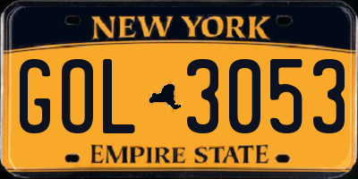 NY license plate GOL3053