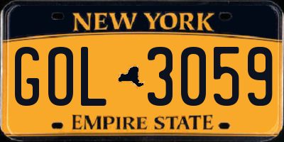 NY license plate GOL3059