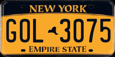 NY license plate GOL3075