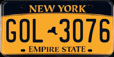 NY license plate GOL3076