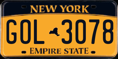 NY license plate GOL3078