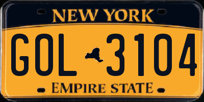 NY license plate GOL3104