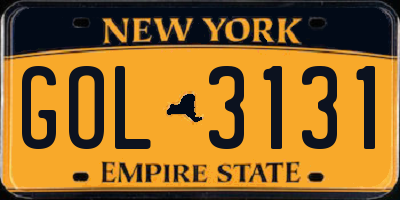 NY license plate GOL3131