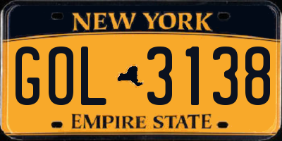 NY license plate GOL3138