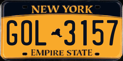 NY license plate GOL3157