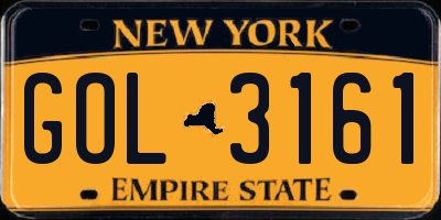 NY license plate GOL3161