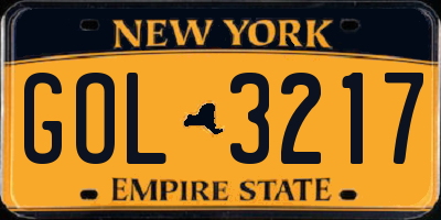 NY license plate GOL3217