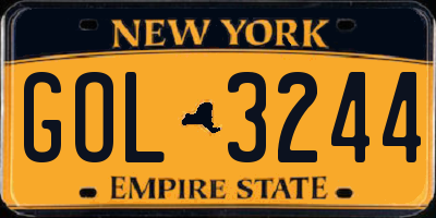 NY license plate GOL3244