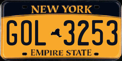 NY license plate GOL3253