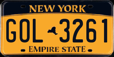 NY license plate GOL3261