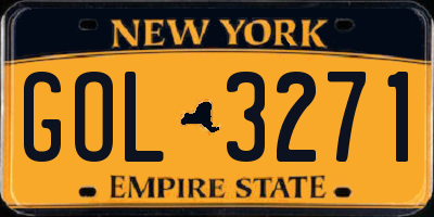 NY license plate GOL3271