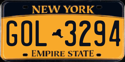 NY license plate GOL3294