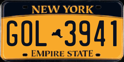 NY license plate GOL3941