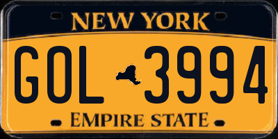 NY license plate GOL3994