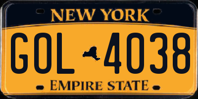 NY license plate GOL4038
