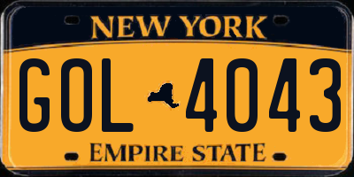 NY license plate GOL4043