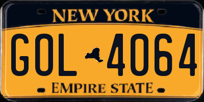 NY license plate GOL4064