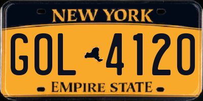 NY license plate GOL4120