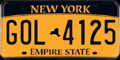 NY license plate GOL4125