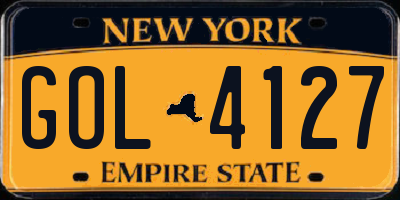 NY license plate GOL4127