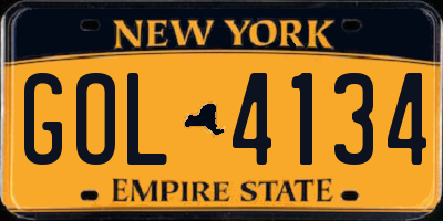 NY license plate GOL4134