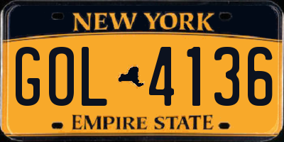 NY license plate GOL4136