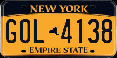 NY license plate GOL4138