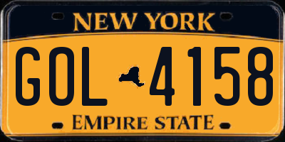 NY license plate GOL4158