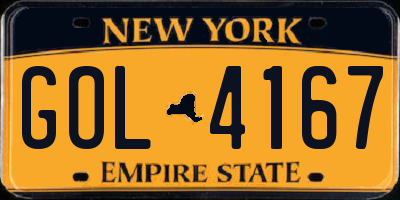 NY license plate GOL4167