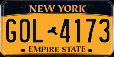 NY license plate GOL4173
