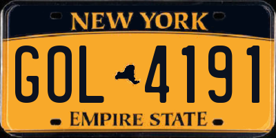 NY license plate GOL4191