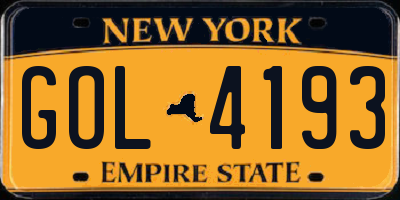 NY license plate GOL4193