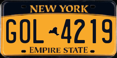 NY license plate GOL4219