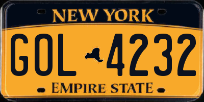 NY license plate GOL4232