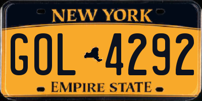 NY license plate GOL4292