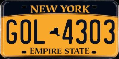 NY license plate GOL4303