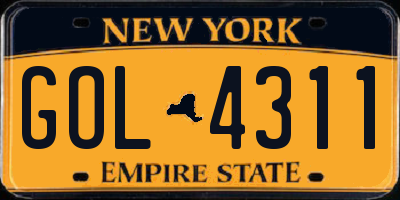 NY license plate GOL4311